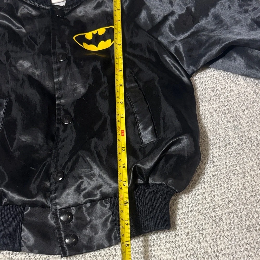 Vintage Batman Logo Black Kids Satin Bomber Jacket